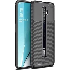 Oppo Reno 2 Kılıf Negro Karbon Desen Silikon + Ekran Koruyucu