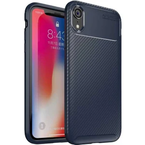 iPhone Xr Kılıf Negro Karbon Desen Silikon + Ekran Koruyucu