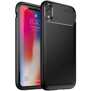 iPhone Xr Kılıf Negro Karbon Desen Silikon + Ekran Koruyucu