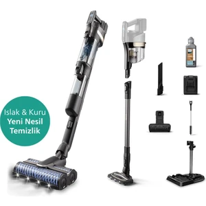 9000 Serisi AquaTrio Kablosuz Dikey Süpürge, Otomatik Temizleme ve Şarj İstasyonu​, AquaSpin Başlık, PowerCyclone Aqua, XW9463/11