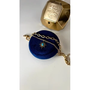 Su Perisi Takı Bijuteri Çelik Gold Mavi Mineli Kuzey Yıldızı Halhal