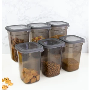 Decobella 6'lı Saklama Kabı Seti 1.1 Litre ve 1.85 Litre Sağlığa Zararsız Plastik