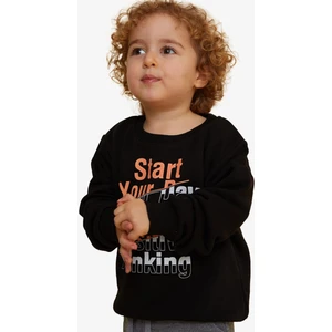 Erkek Çocuk Sweatshirt Yazı Baskılı 2-6 Yaş, Siyah
