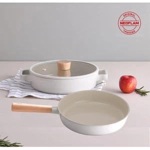Fika Bej 30 cm Basık Tencere ve 30 cm Tava Seti