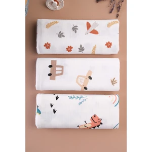 Çok Amaçlı Müslin Örtü & Battaniye 3'lü Set %100 Pamuk Oeko-Teks Sertifikalı 80X80 cm