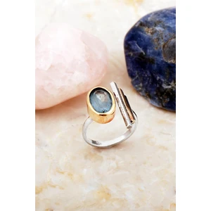 Sümer Telkari Mavi Paraiba Taşlı Tasarım Elişi Gümüş Yüzük 5909