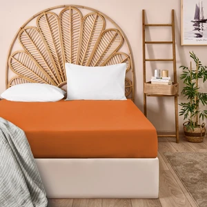 Soft Çift Kişilik Düz Kenar Çarşaf - Turuncu - 260X270 cm