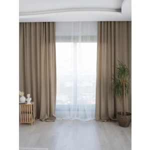 İnci Life Sütlü Kahve Pilesiz Büzgülü Ekstraforlu Keten Fon Perde