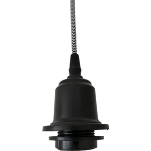 Sarkıt Lale Duy - Zigzag Kumaş Kablo - E27 Avize Abajur Başlık Duyu - 70CM Plastik Siyah