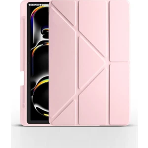 TEKNETSTORE Ipad Pro 11 Inç 2024 M4 Kılıf Kalem Şarj Bölmeli Stadlı Uyku Modlu Arkası Silikon Akıllı Case