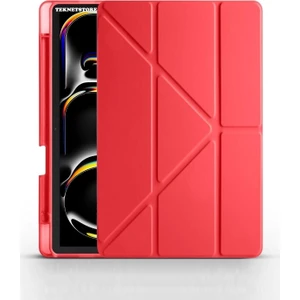 TEKNETSTORE Ipad Pro 11 Inç 2024 M4 Kılıf Kalem Şarj Bölmeli Stadlı Uyku Modlu Arkası Silikon Akıllı Case
