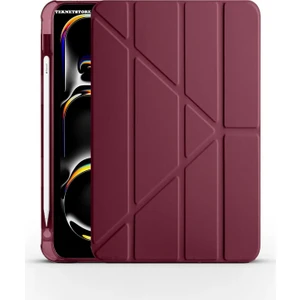 TEKNETSTORE Ipad Pro 13 Inç 2024 M4 Kılıf Kalem Şarj Bölmeli Stadlı Uyku Modlu Arkası Silikon Akıllı Case