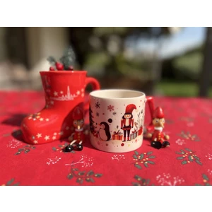 Kardan Adam ve Noel Baba Desenli Seramik Kupa – Yılbaşı Özel