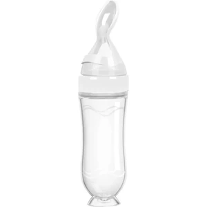 Bebek Kaşıklı Mama Biberonu, Sıkmalı Kaşık Biberon Yeni Doğan Ek Gıda Kaşık Biberon Bpa'sız (Beyaz)