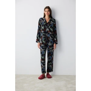 Quinn Siyah Gömlek Pantolon Pijama Takımı