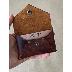 Alesta Leather El Yapımı Deri Minimal Kartlık / Bozuk Para Cüzdanı