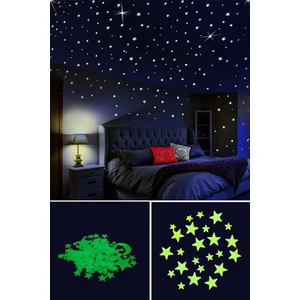 Ss Design Gece Parlayan Fosforlu  Duvar Tavan Süsü Yapışkanı Içinde Fosforlu Yıldız Gece Süsü 1paket