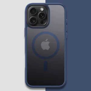 Apple iPhone 15 Pro Max Uyumlu Kılıf Zebana Fros Silikon Kılıf (Kablosuz Şarj Destekli) Lacivert