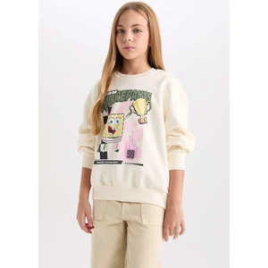 Kız Çocuk SpongeBob Relax Fit Bisiklet Yaka 3D Sweatshirt D3111A824WN