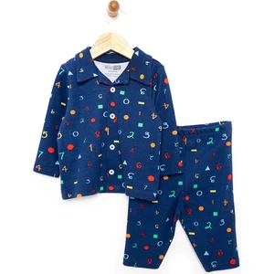 Gömlek Yaka Harf Desenli Erkek Bebek Pijama Takımı