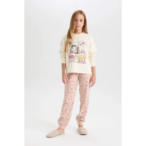 Kız Çocuk Pijama Takım Garfield Sweatshirt Üst Desenli Beli Lastikli Uzun Alt D6061A824WN