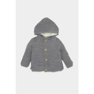 Erkek Bebek Kapüşonlu Pelüş Astarlı Düğmeli Triko Hırka C8861A524WN