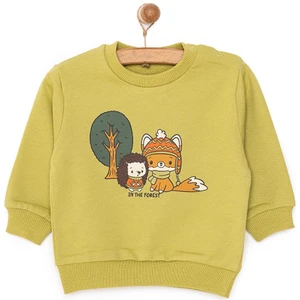 Basic Az Şardonlu Tilki Desenli Sweatshirt Erkek Bebek
