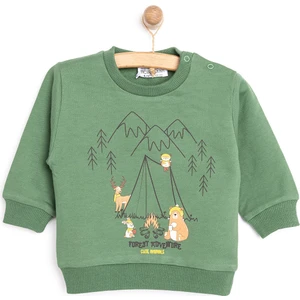 Basic Az Şardonlu Kamp Temalı Sweatshirt Erkek Bebek