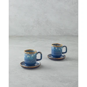 English Home Alicent Seramik 4 Parça 2 Kişilik Double Kahve Fincan Takımı 150 ml Mavi