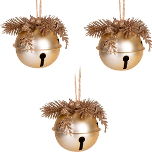 Yılbaşı Ağaç Süsü Çıngıraklı Yılbaşı Topu 3'lü Set Simli Berry Süslü