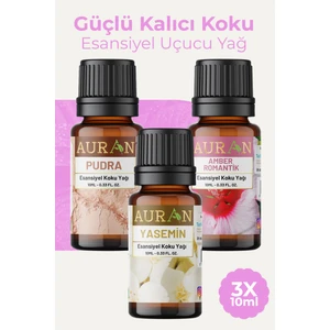 Pudra, Yasemin, Amber Saf Esansiyel Uçucu Yağ Buhurdanlık Yağı Difüzör Esansı Aromaterapi 3x 10ml