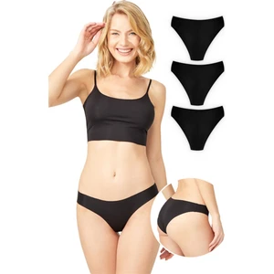 Basic Iz Yapmayan Lazer Kesim Kadın Bikini Külot 3'lü Paket - 6