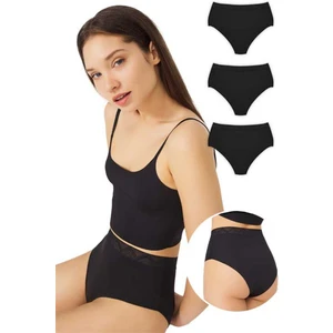 Basic Yüksek Bel Lazer Kesim Bikini Külot 3'lü Paket - 3