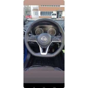 Dikişli Direksiyon Kılıfı Damarlı Noktalı Deri Siyah Dikişli Nıssan Juke Için