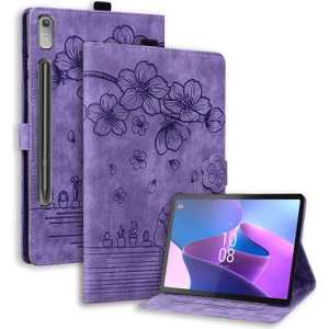 Lenovo Tab P12 12.7 Kedi Deri Tablet Kılıfı (Yurt Dışından)