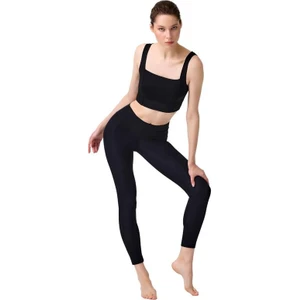 Siyah Toparlayıcı Yüksek Bel Kadın Spor Tayt