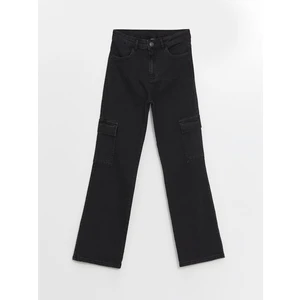 LC Waikiki Lcw Kids Asit Yıkamalı Beli Ayarlanabilir Lastikli Kız Çocuk Jean Pantolon
