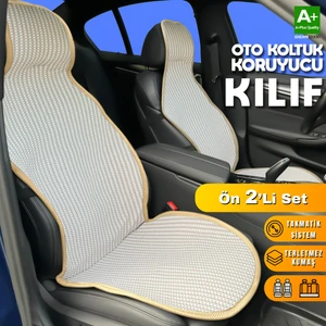 Oto Koltuk Koruyucu Kılıf Krem Universal 2 Parça Ön A+ Kalite