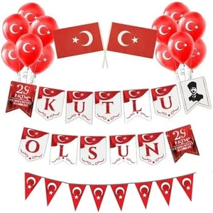 Düvenci Ticaret 29 Ekim Özel Süsleme Seti - Cumhuriyet Bayramı Için Bayrak ve Dekorasyon Ürünleri