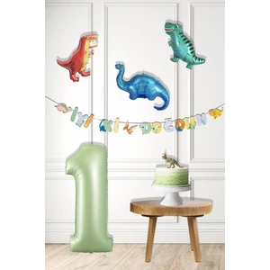 Dinazor Tema Doğum Günü Balon Süsleme Seti Bannerlı Yaş Balonlu Dinozor Balon Zincir Paketi