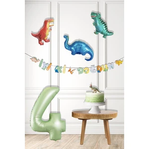 Dinazor Tema Doğum Günü Balon Süsleme Seti Bannerlı Yaş Balonlu Dinozor Balon Zincir Paketi