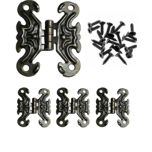 4 ADET ANTİK KELEBEK MENTEŞE VE VİDA KUTU VE SANDIK MENTEŞESİ HOBİ MAKET