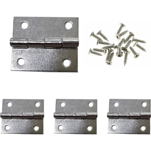4 Adet Klasik Menteşe Nikel ve Vidaları 20x25 mm Kutu ve Sandık Menteşesi Hobi Maket