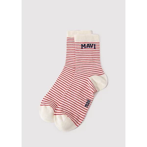 Mavi Logo Detaylı Çizgili Soket Çorap 1912754-84494