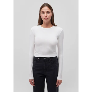 Uzun Kollu Beyaz Crop Basic Tişört 1612822-70057