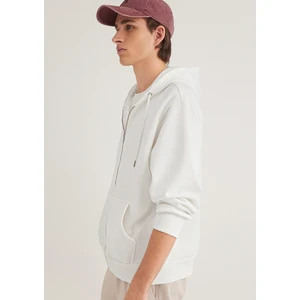 Kapüşonlu Fermuarlı Beyaz Basic Sweatshirt 0S10277-70057