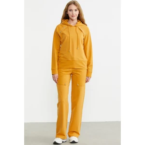 Kapüşonlu Oversize Eşofman Takım - Hardal