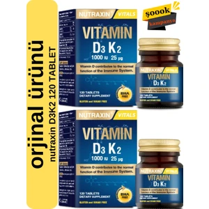 D3K2 120 Tablet 2'li - 1000 Iu D3 Vitamini, 25 Mcg K2 Vitamini