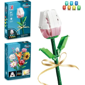 Renkli Işıklı Blok Çiçek - Lale