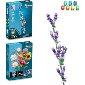 Renkli Işıklı Blok Çiçek - Lavanta
